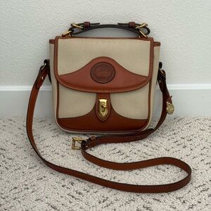 Dooney & Bourke AWL Brown and Cream Square Carrier Crossbody Bag